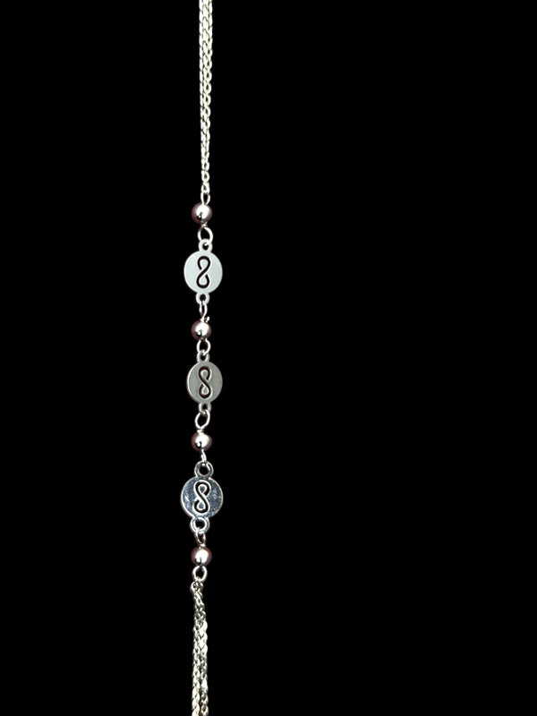 Twin Infinity Symbol Bracelet in Sleek Silver Finish