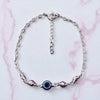 Minimal Evil Eye Chain Bracelet in Sterling Silver