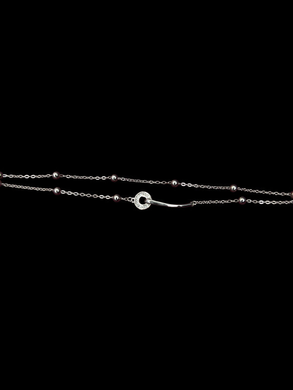 "Twilight Gleam Sterling Silver Beaded Anklet"