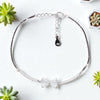 Sterling Silver Bow Charm Bracelet with CZ Accents