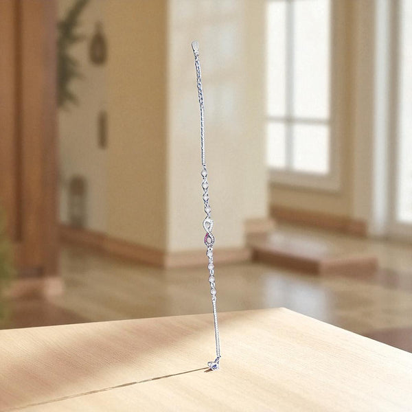 Sterling Silver Infinity Bracelet with Pearls and Dual-Tone CZ