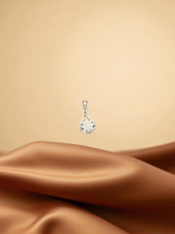 Floral Teardrop Pendant in Sterling Silver