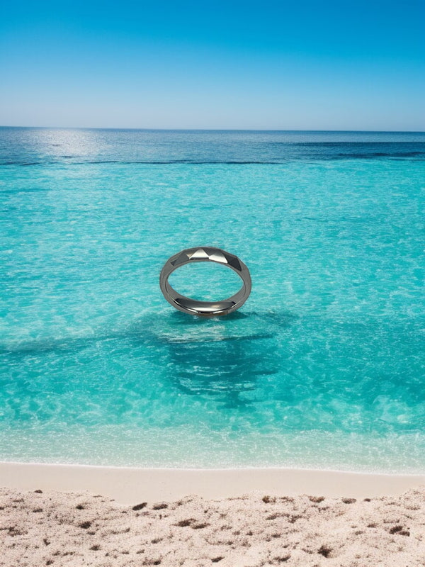 Ocean Crest Textured Silver Band