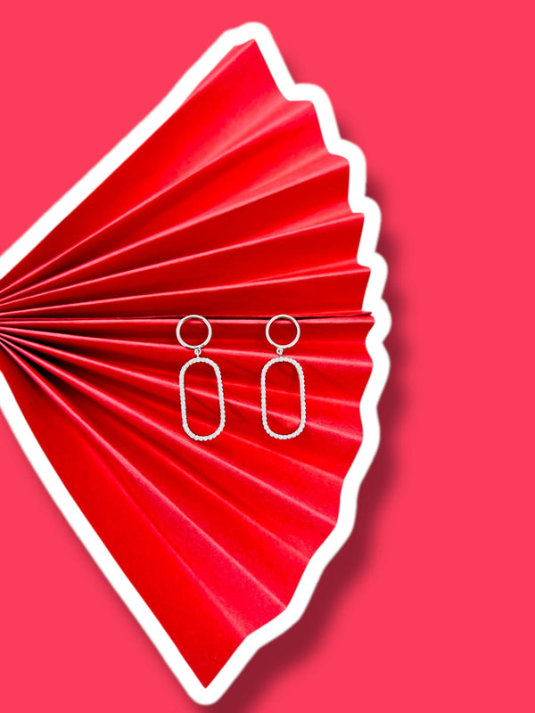 "Modern Loop: Geometric Diamond Drop Earrings"