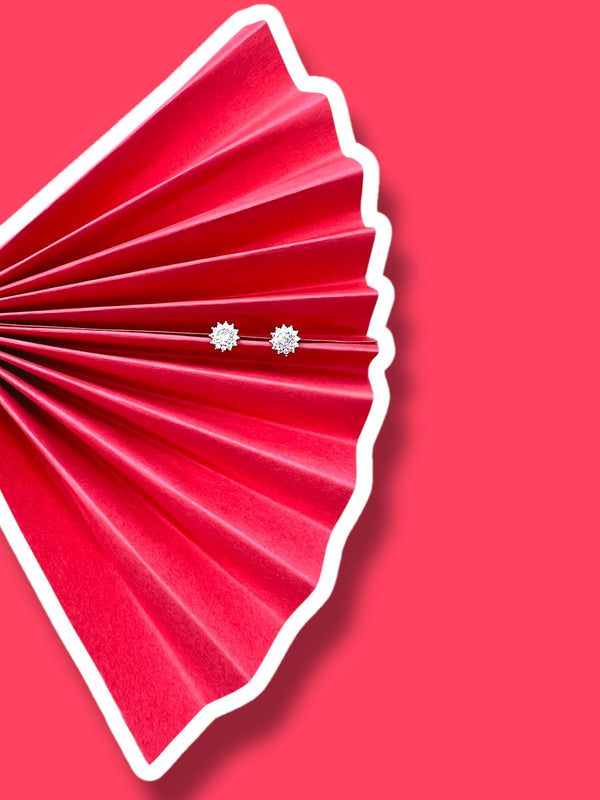 Celestial Spark: Diamond Sunburst Stud Earrings