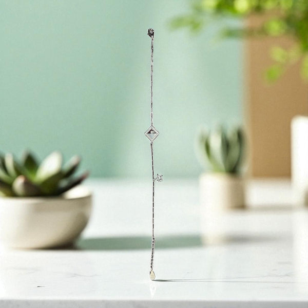 Geometric Charm Bracelet with Star Accent in Sterling Silver