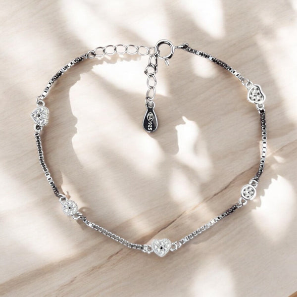 Delicate Floral Diamond Station Bracelet in White Gold