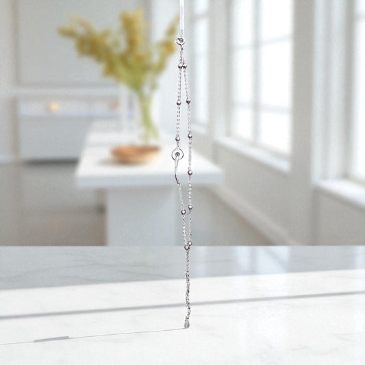 "Twilight Gleam Sterling Silver Beaded Anklet"