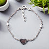 Sterling Silver Heart Charm Bracelet with Pearl Accents