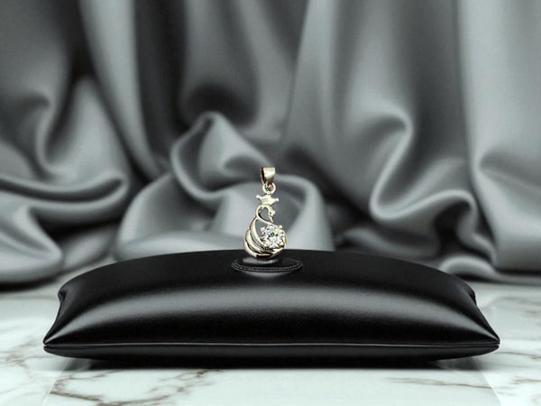 Elegant Twirl Solitaire Charm Pendant