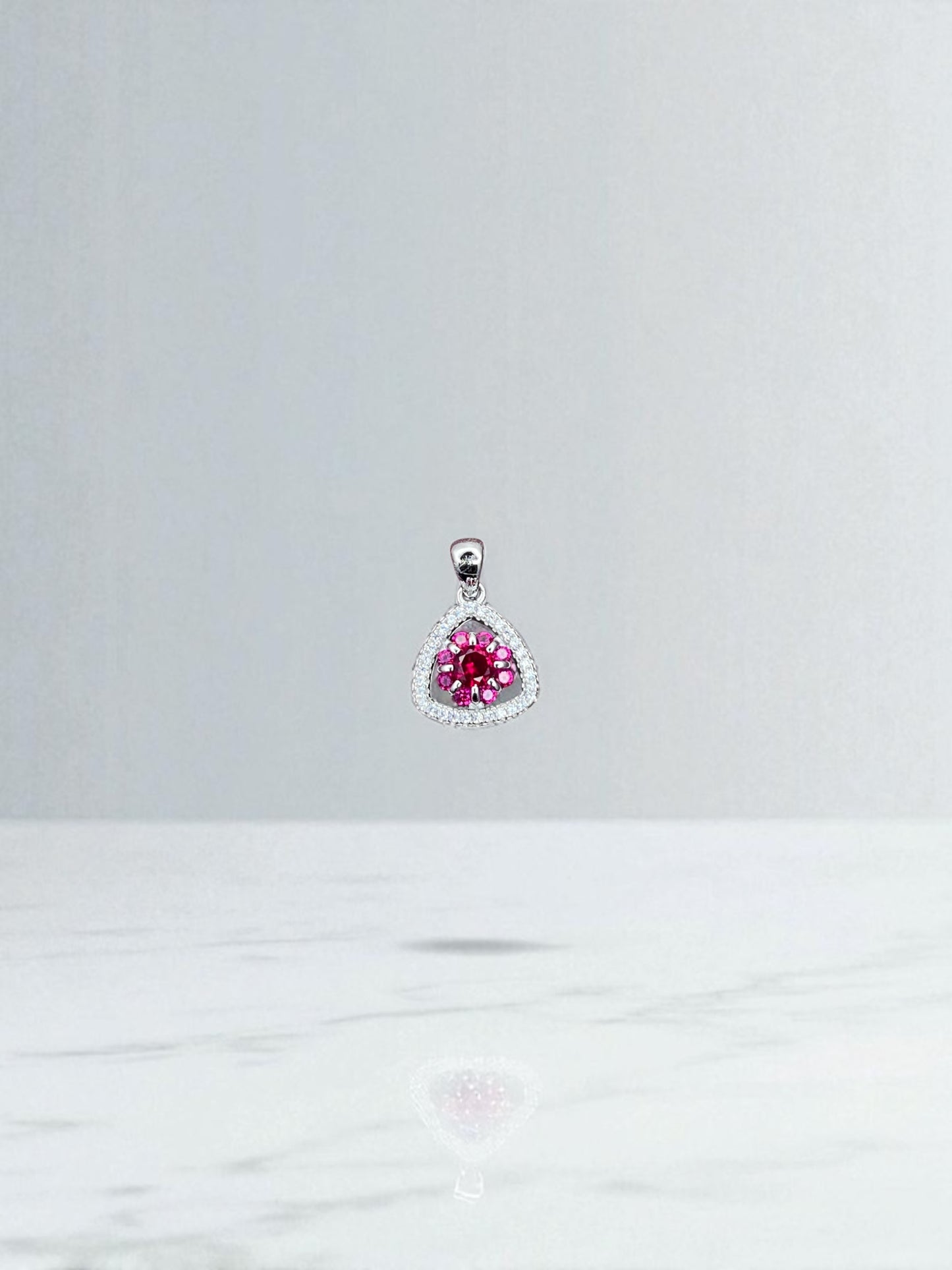 Radiant Ruby Bloom Pendant in Sterling Silver