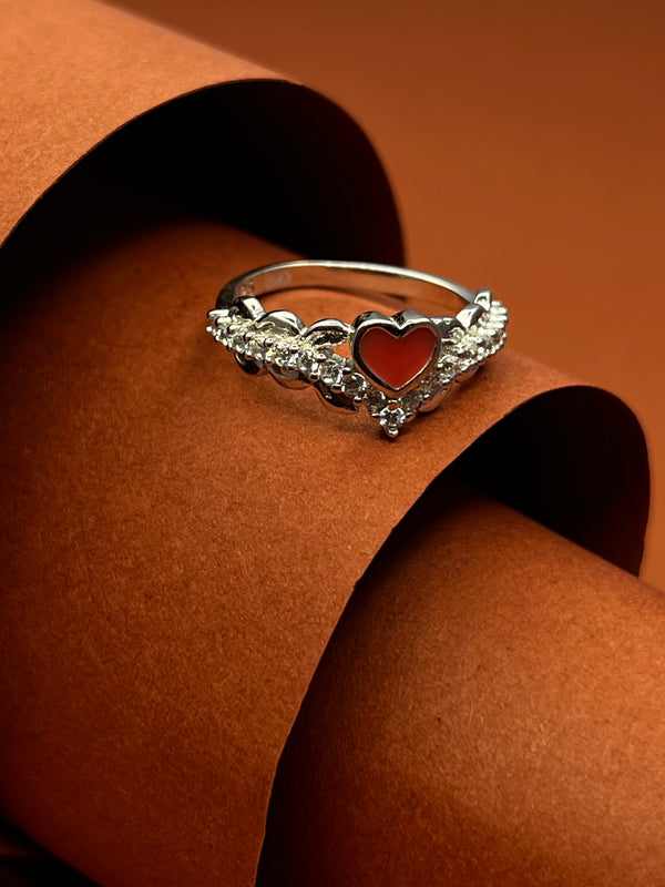 Crimson Heart Glittering in silver