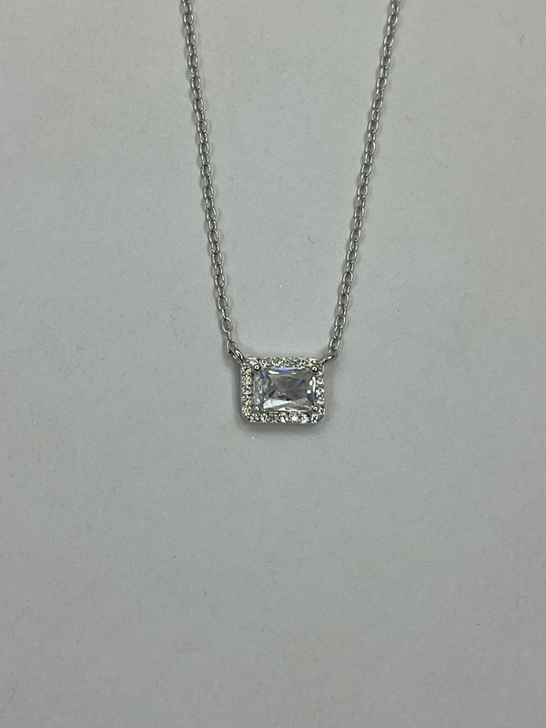 Radiant Solitaire Silver Pendant