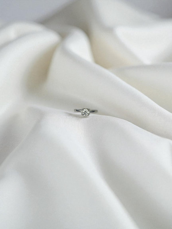 Radiant Solitaire Silver Ring