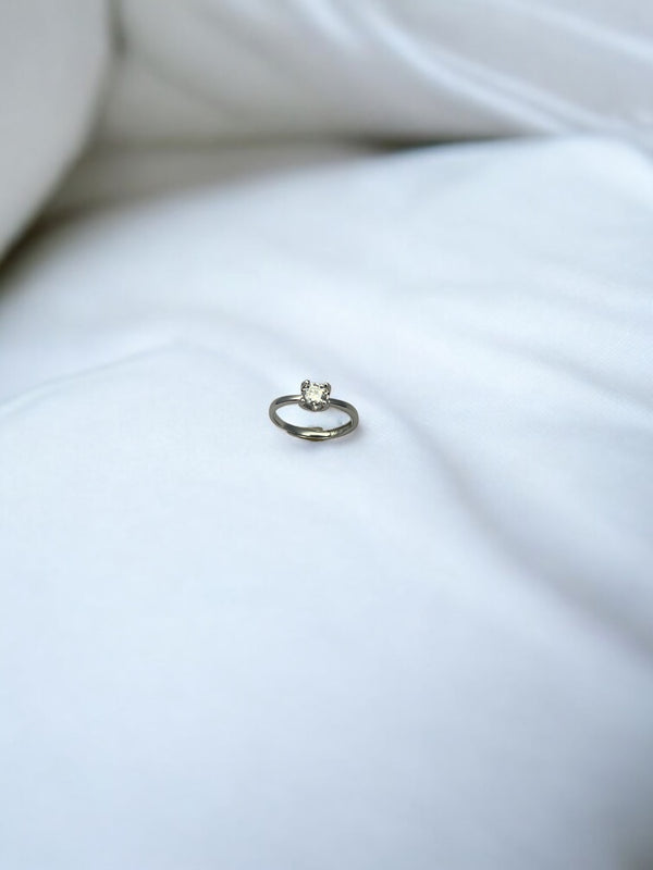 Radiant Solitaire Silver Ring