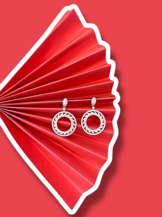 "Radiant Halo: Marquise Circle Drop Earrings"
